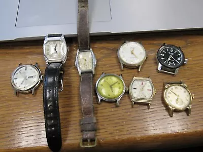 Lot Of 8 Watches For Spares Or Repair Bulova Benrus Enicar Art Deco Diver • $15