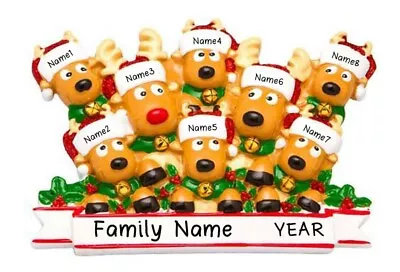 Personalized COZY REINDEER FAMILY Of 2-3-4-5-6 Christmas Tree Ornament GIFT • $18.90