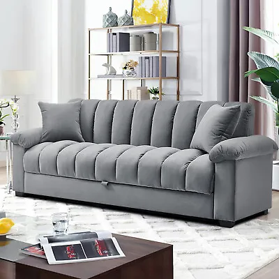 Convertible Sofa Bed Fabric Upholstered 3 Seater Sofa With Storage Compartment • £479.95