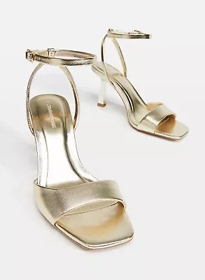 Stradivarius ZARA Sister Brand NEW WOMAN STRAPPY  METALLIC SANDALS GOLD SZ 40/9 • $46