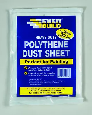 Large Polythene Dust Sheet Plastic Cover Painting Decorating Furniture DIY • £4.85