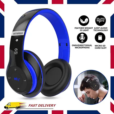 Bluetooth 5.1 Headphones Over Ear 6S Foldable Wireless Headphones With Mic TF/FM • £9.99
