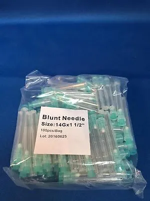 100 Blunt Dispensing Needles Syringe Blunt Tip Needle 14 Ga 1 1/2  Luer Lock1.5  • $11.97