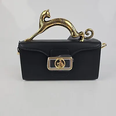 Lanvin Cat Nano Black Leather Top Handle Pencil Box Bag New • £2151.63