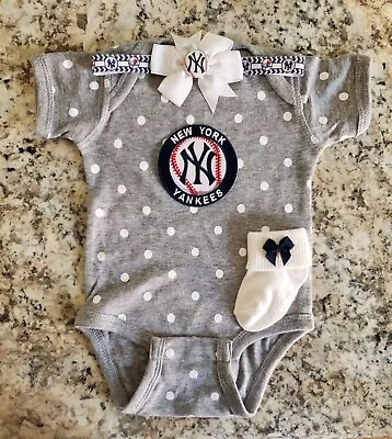 Yankees Baby/toddler Outfit Girl Yankees Baby Gift Girl Yankees Baseball Baby • $24.75