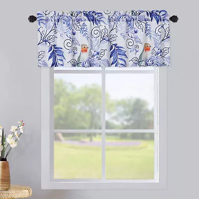 $8.99 • Buy CAROMIO Valance Curtains Living Room Floral Linen Pocket Window Curtains Panel