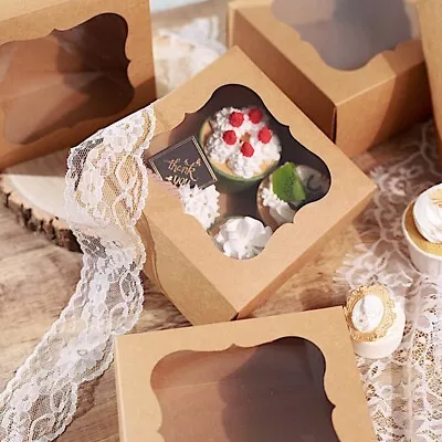 12 Brown 6  Disposable Bakery CAKE BOXES FAVOR HOLDER Window Party Events • $20.54