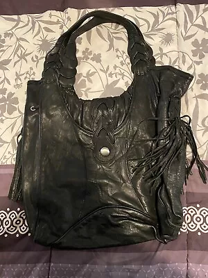 Beautiful Black Leather Junior Drake Large Handbag • $29.99