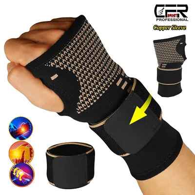 Copper Arthritis Wrist Hand Brace Support Carpal Tunnel Sprain Sports Right/Left • $5.79