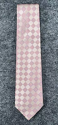 Genesis Mens Tie Pink Checkered All Silk Necktie Knot Neckwear Made In USA • $11.99