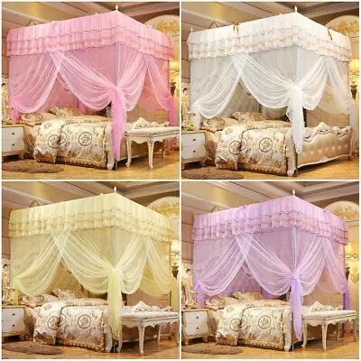 Luxury Princess 4 Corner Post Bed Curtain Canopy Netting Mosquito Net Bedding CS • £21.13