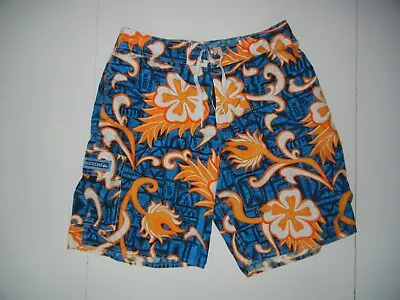 Vtg 90s QUIKSILVER Orange/Blue HAWAIIAN BOARD SHORTS Cargo Swim Surf Sz Men's 32 • $23.44