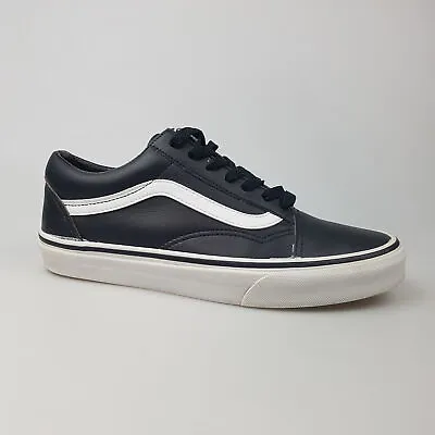 Women's VANS 'Old Skool Leather' Sz 7.5 US Shoes Black White | 3+ Extra 10% Off • $48.99