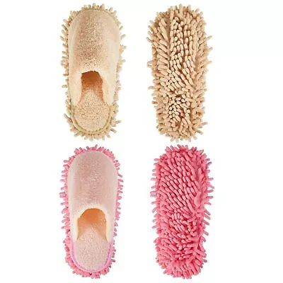 Jecery 2 Pairs Mop Slippers Microfiber Cleaning Dusting Mop Slippers Unisex H... • $25.34