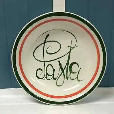 1990s Large Vitantonio Hand-Painted Orange Green 13” Pasta Serving Bowl Italy • $93.28