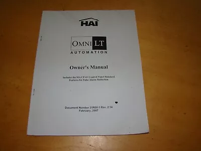 Hai Omni Lt Automation Owners Manual 2007  • $13.95