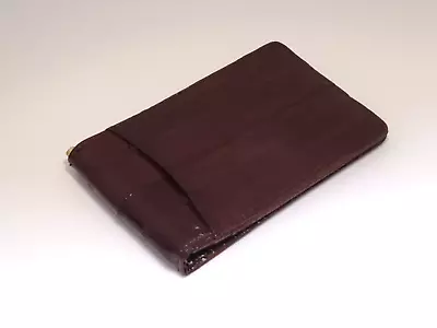 Lee Sands Vintage Genuine Eel Skin Leather- Money Clip Bifold Wallet /Dark Brown • $13.99