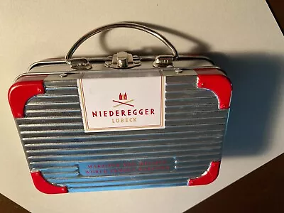 Tin Box W/ Hinged Lid Clasp - Niederegger Marzipan Rimowa Kofferdesign • $3.99