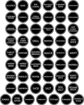 £3.39 • Buy 55 X Spice Herb Storage Pantry Jar 3cm Labels Stickers Decals (18 Colours)
