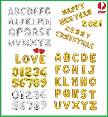 $1 • Buy 16inch Gold/Silver Foil Balloons Alphabet Letter & Number Birthday Party Wedding