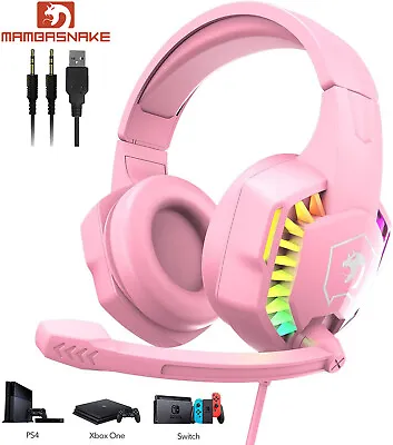 $26.99 • Buy PC Headset Gaming Headphones With Mic RGB Wired For PS5, Laptop, Nintendo Switch