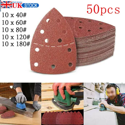 £8.99 • Buy 50 X Sanding Sheets Hook And Loop Mouse Sanding Pads Sander Paper Triangle Discs