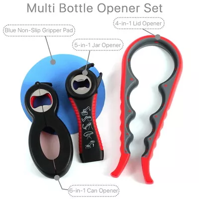 £4.19 • Buy 6 In 1 Multi Function Jar Opener Twist Tool Easy Grip Can Wine Beer Lids Gripper