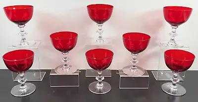 8 Morgantown Radiant Ruby Liquor Cocktail Glasses Vintage Red Clear Stemware Lot • $89.87