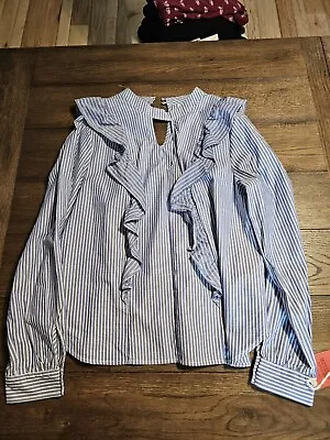 Mossimo Supply Co. Extra Large XL Women's Blouse - White & Blue Stripes • $3.99