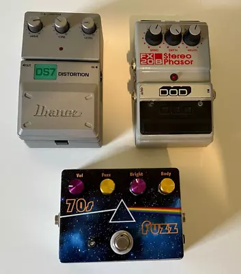 Lot 3 Vintage Guitar Effect Pedals DOD Ibanez FX20B Phasor DS7 Distortion FUZZ • $85