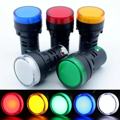 22mm Panel Hole Mount LED Light Pilot Indicator Signal Warning-12V 24V 110V 230V • £1.90