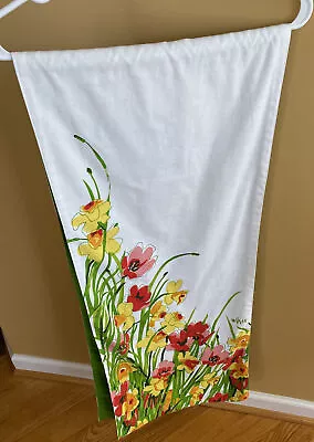 Vera Paints Table Linens Runner 70in Preowned Daffodils Tulips Spring Green • $20