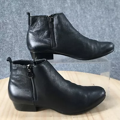 Munro Boots Womens 7.5 Wide Lexi Ankle Booties M601581 Black Leather Zipper • $21.99