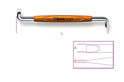 Beta Tools 1236B Offset Flat/Slotted Screwdriver 0.8 X 4mm L: 100mm | 012360201 • £6.54