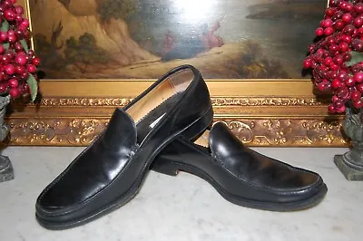 Romano Martegani Couture Made Italy Black Leather Mens Loafers Shoes Size 11 1/2 • $49.75