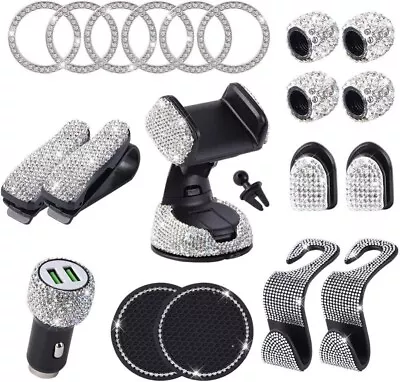 20PCS Women's Universal Bling Rhinestone Car Accessorise Interior Decoration Kit • $22.99