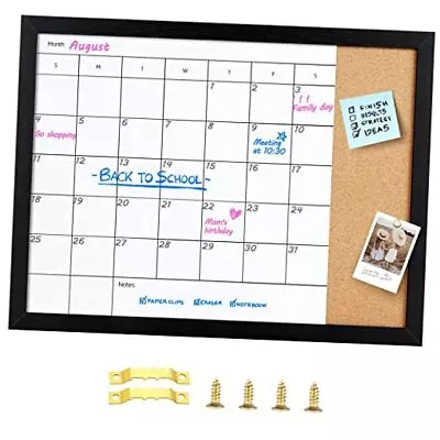 Dry Erase Board & Cork Board Magnetic Surface Monthly Calendar 17  X 13  Black • $21.87