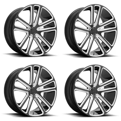 Set 4 DUB S255 Flex 24x10 5x5 Gloss Black Milled Wheels 24  10mm For Chevy GMC • $2072