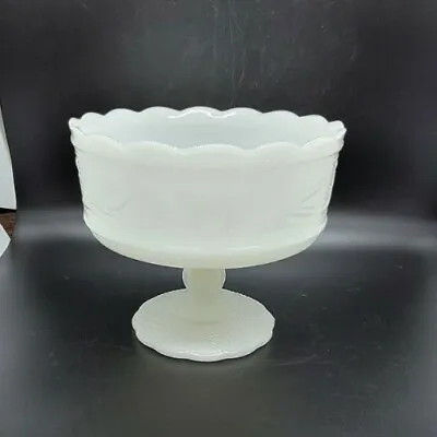 Milk Glass E.O. Brody Cleveland Ohio Compote Pedestal Fruit Bowl Footed • $29.69