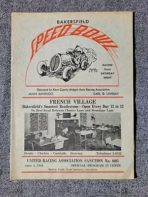 1946 Bakersfield Speed Bowl Program United Racing Association/Midgets • $20