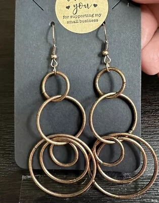 Large Multi Hoop Copper Color Chandelier Pierced Earrings • $9.34