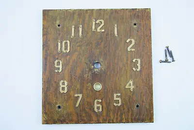 Antique Arts & Crafts Movement Mission Oak Clock Face Part Gold Metal Numbers • $29.95