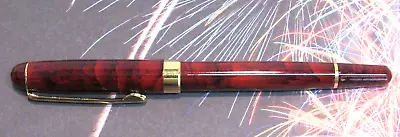 TERZETTI PISA MARBLED RED Metal /GT Trim Rollerball Pen+velvet Pouch • $6.29