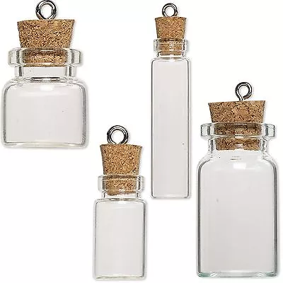 $1.69 • Buy Little Clear Empty Glass Bottle Keepsake Jar Charm Pendant W/ Cork Lid & Loop