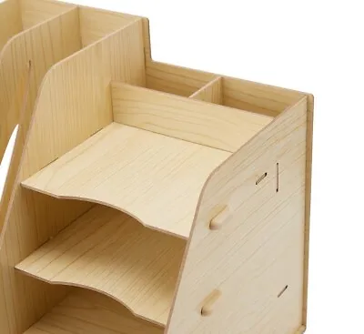 $13.45 • Buy Wood Look Desk Organiser With Magazine File Holder Home Office Desk Tidy Storage