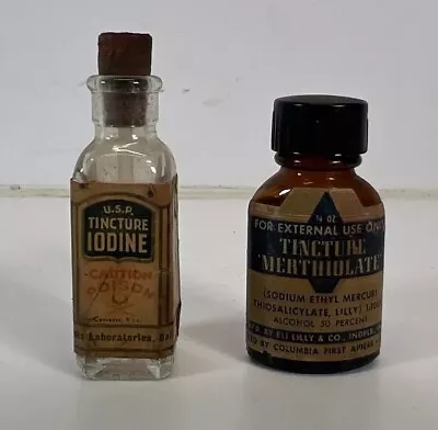 Vintage Lot Of 2 Tincture Medicine Bottles Eli Lilly & Links Laboratories • $14.99