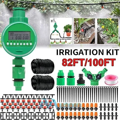 82FT/100FT Auto Drip Irrigation System Kit Timer Micro Sprinkler Garden Watering • $10.89