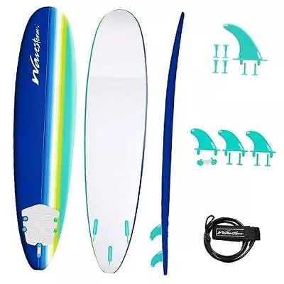  8ft Premium Classic Longboard Surfboard Blue Lime Turquoise • $373.81