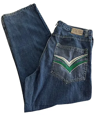 Corked Blue Jeans Embroidered Back Pockets Flat Front 5 Pocket Sz 38x32 READ • $12.41