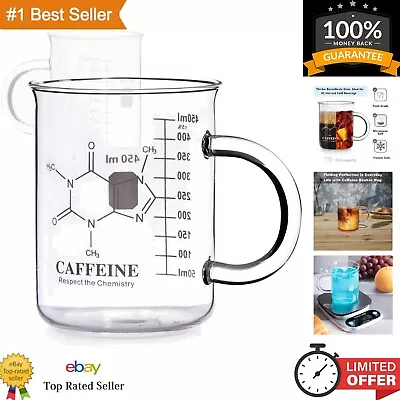 Caffeine Molecule Beaker Mug - 16 Oz Borosilicate Glass Coffee Mug With Measu... • $22.11